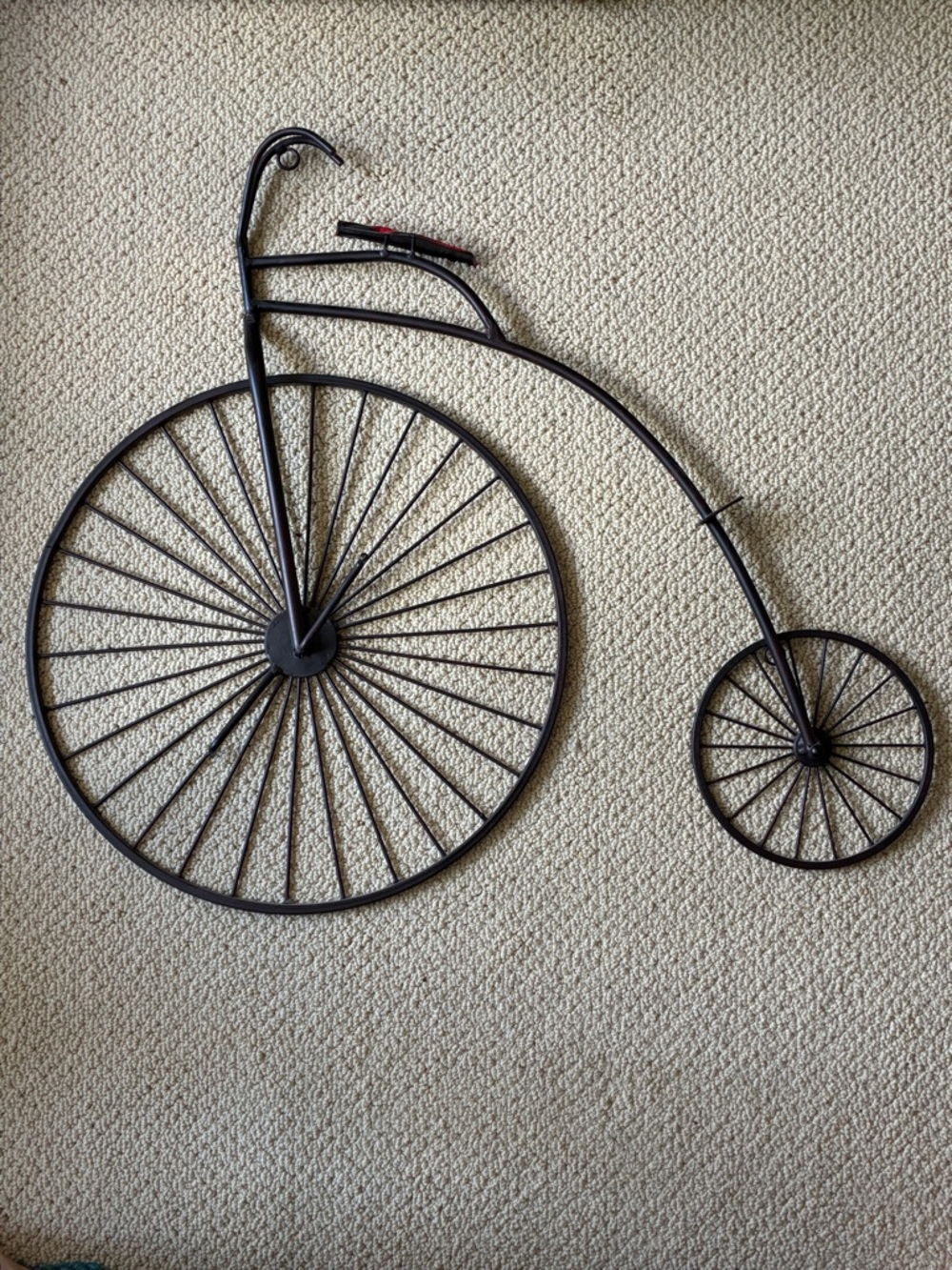 Vintage C. Jeré Black Painted Metal Highwheeler Bicycle Wall Sculpture